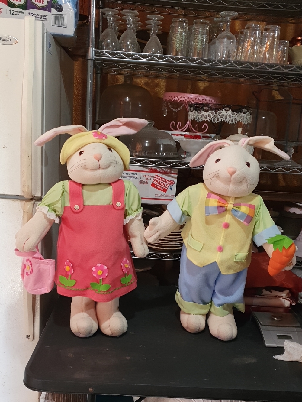 Plush Easter Bunny Pair - Pink & Yellow Holiday Set